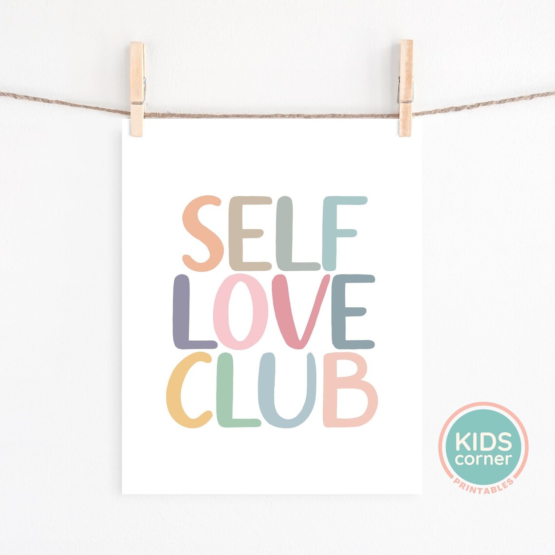Self Love Club Colorful Pastel Self Care Inspirational Wall Poster - Image 2