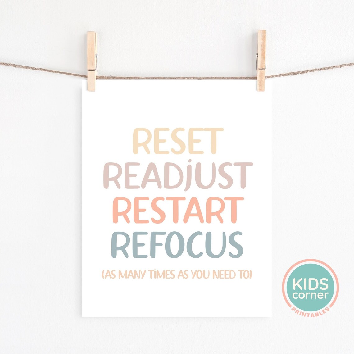 Reset Readjust Restart Refocus Boho Message Art Print - Image 2
