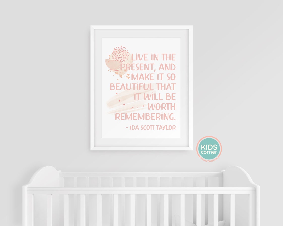 Live In The Present Ida Scott Taylor Pink Mindfulness Quote Poster - Image 3