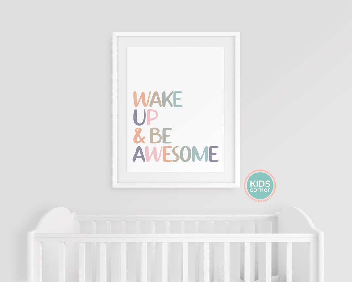 Wake Up And Be Awesome Morning Motivation Pastel Quote Poster - Image 3