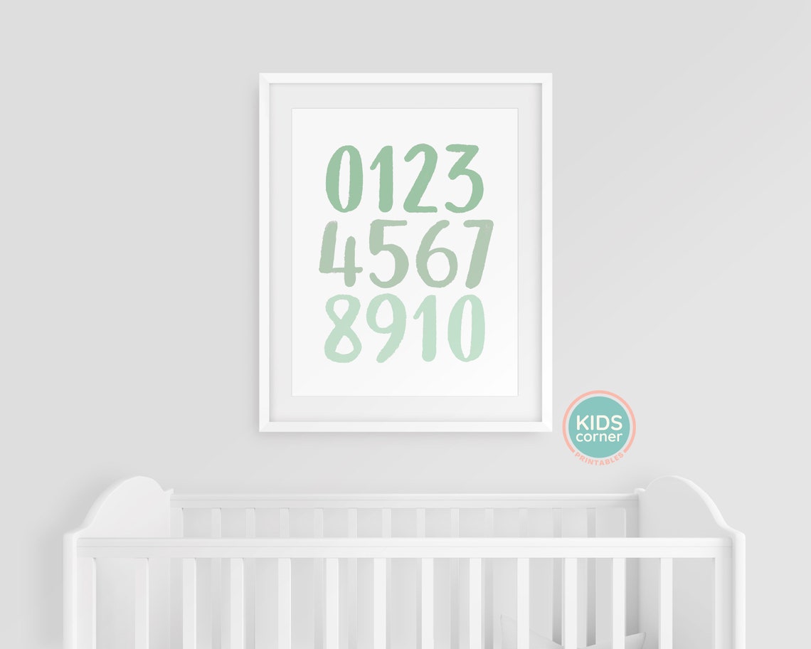 Green Numbers One To Ten Nursery Playroom Counting Learning Poster - Image 3