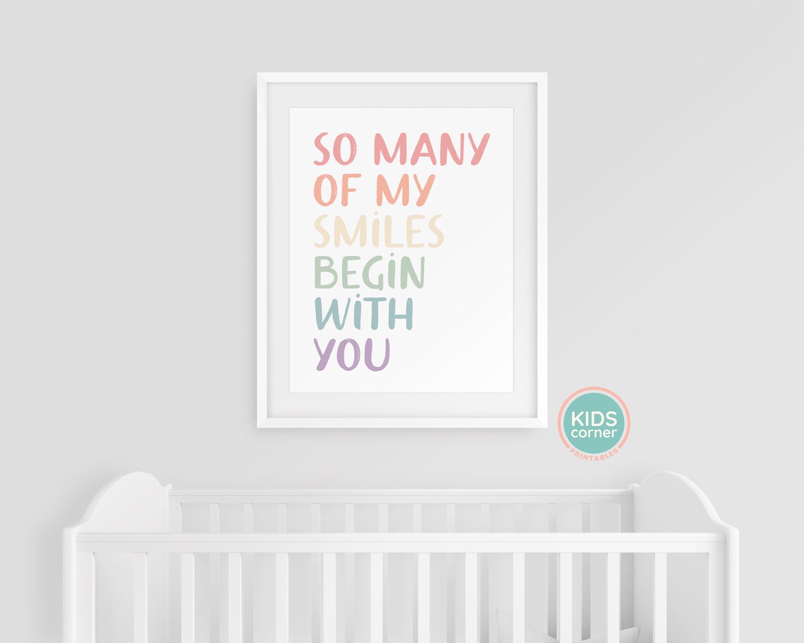 So Many Of My Smiles Begin With You Rainbow Quote Print - Image 3