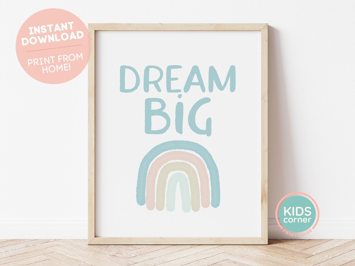Dream Big Quote for Kids Room, Neutral Poster