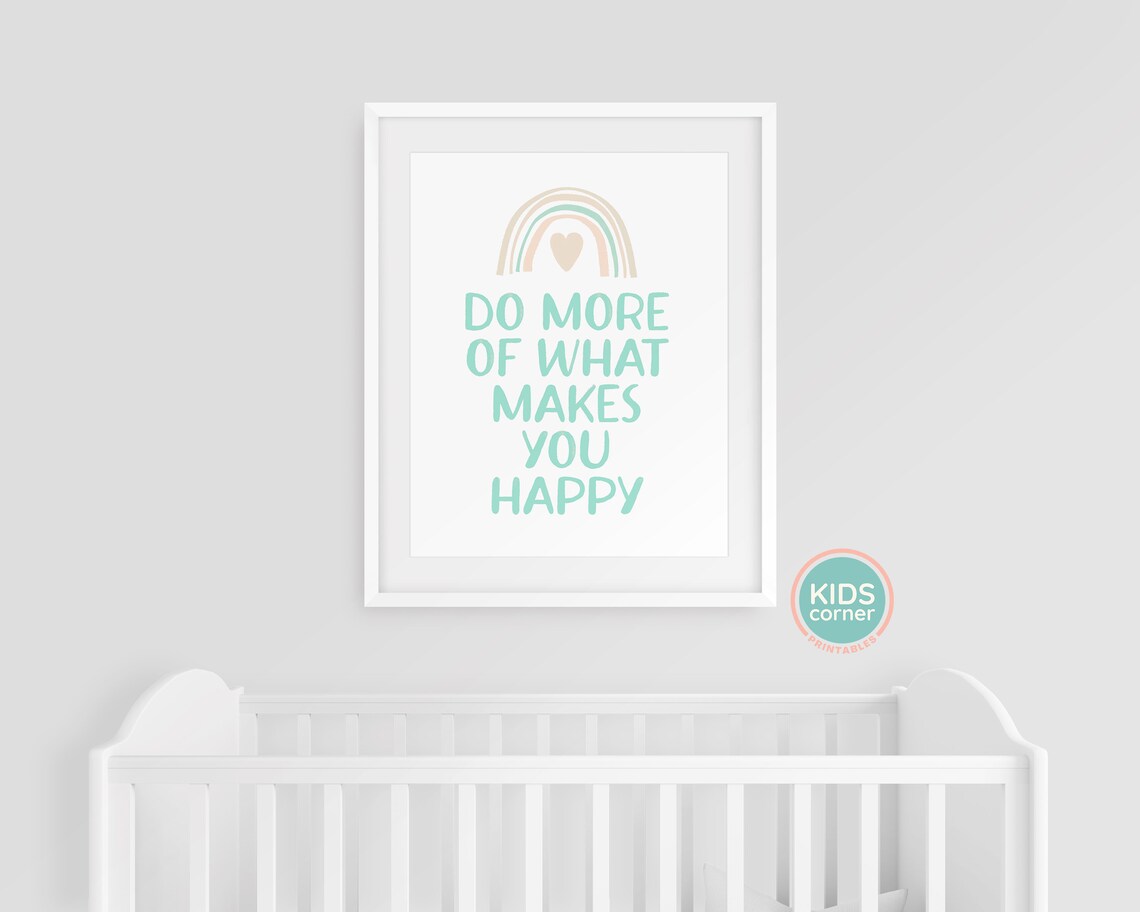 Do More Of What Makes You Happy Kids Pastel Rainbow Quote Poster - Image 3