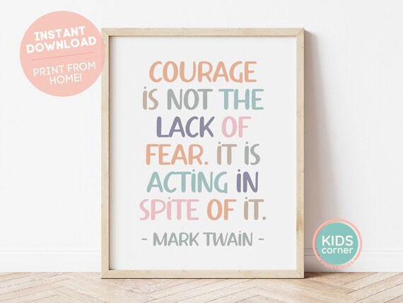 Mark Twain Courage Quote Poster Colorful Kids Room Typography