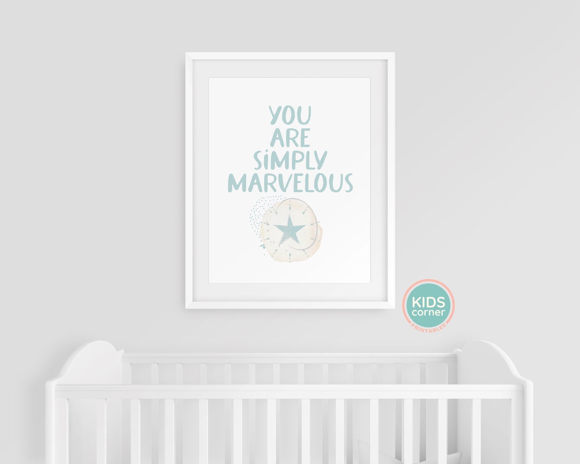 You Are Simply Marvelous Blue Star Nursery Affirmation Poster - Image 3