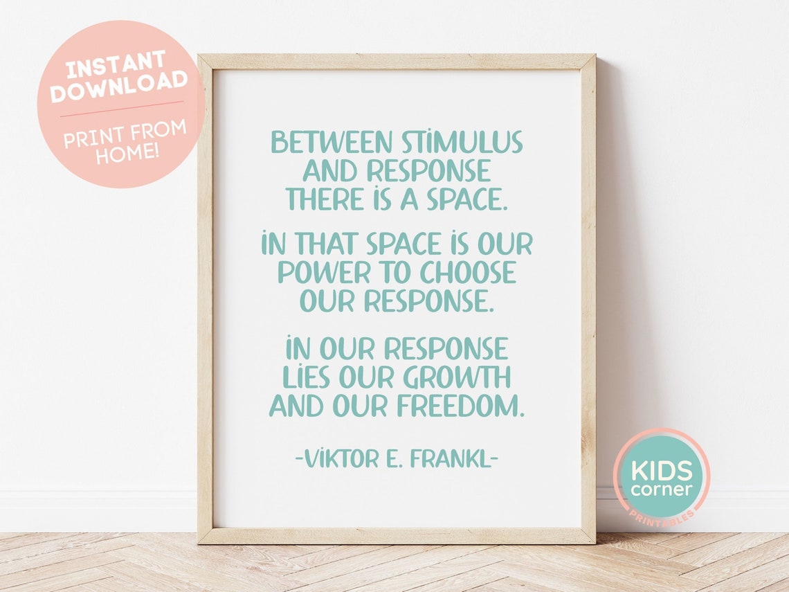 Viktor Frankl Stimulus Response Space Teal Typography Quote Poster