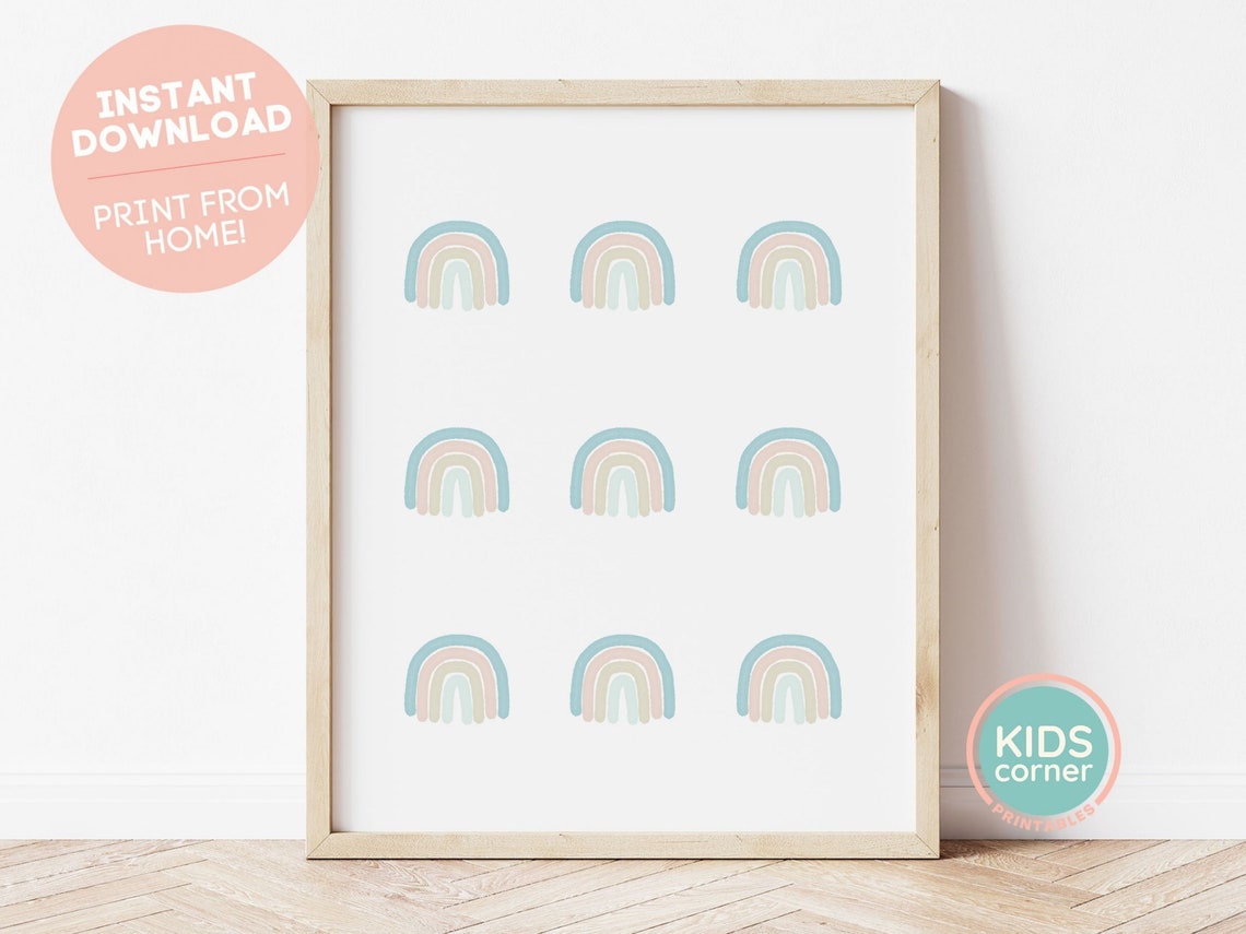Neutral Rainbows Wall Art Rainbow Nursery Decor Instant Wall Art Wall Art Childrens Room Wall Art