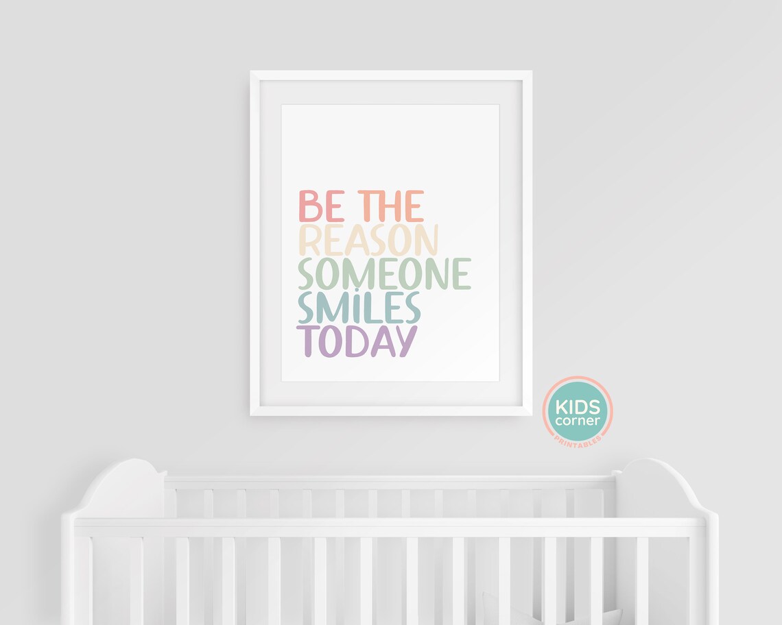 Be The Reason Someone Smiles Today Pastel Lettering Quote Poster - Image 3