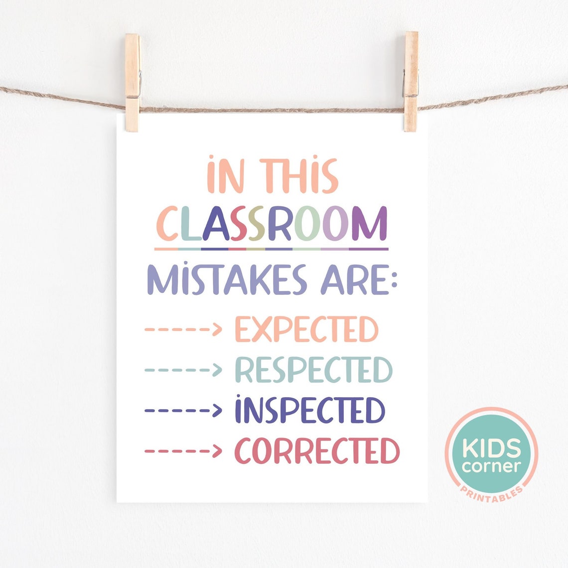 In This Classroom Mistakes Are Expected Colorful Teacher Poster - Image 3