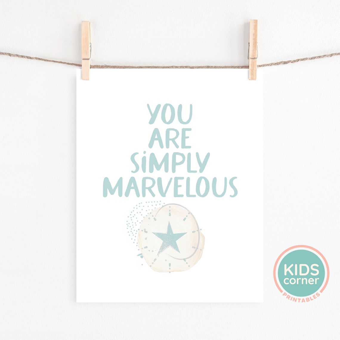 You Are Simply Marvelous Blue Star Nursery Affirmation Poster - Image 2