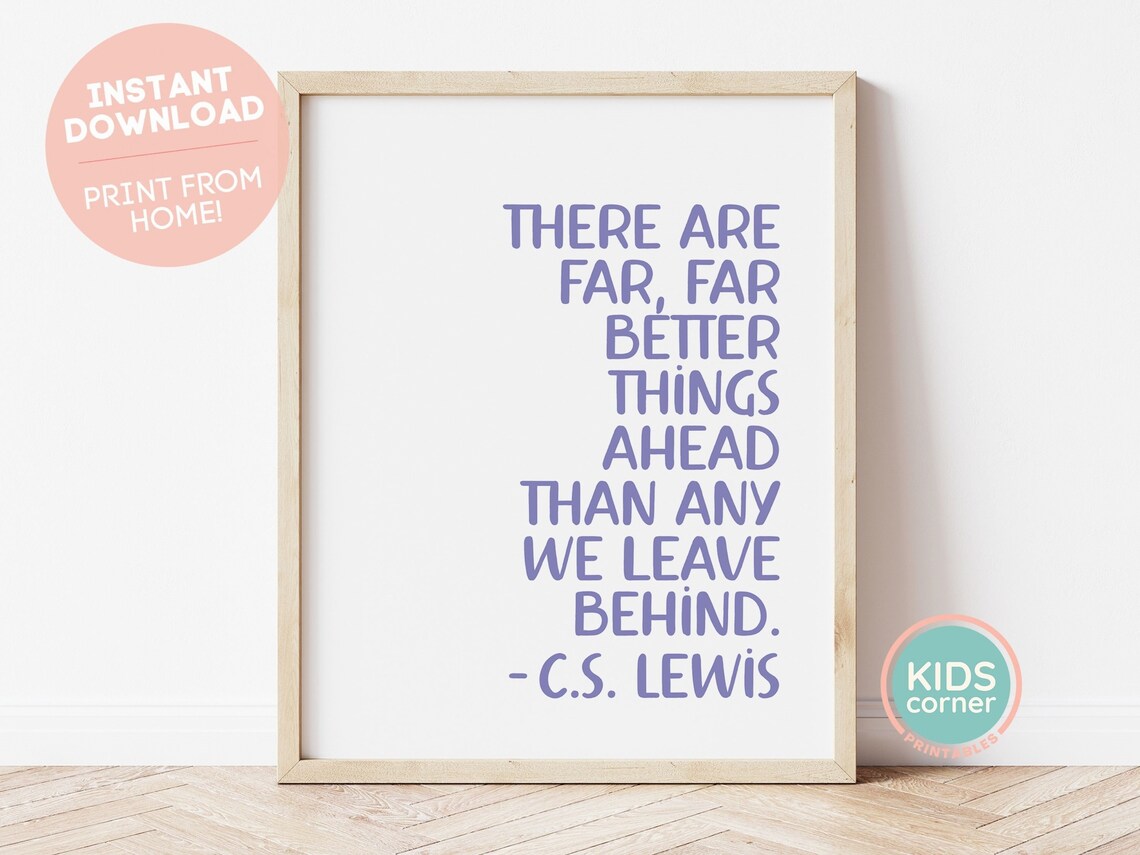 C S Lewis Better Things Ahead Purple Typography Quote Art Poster