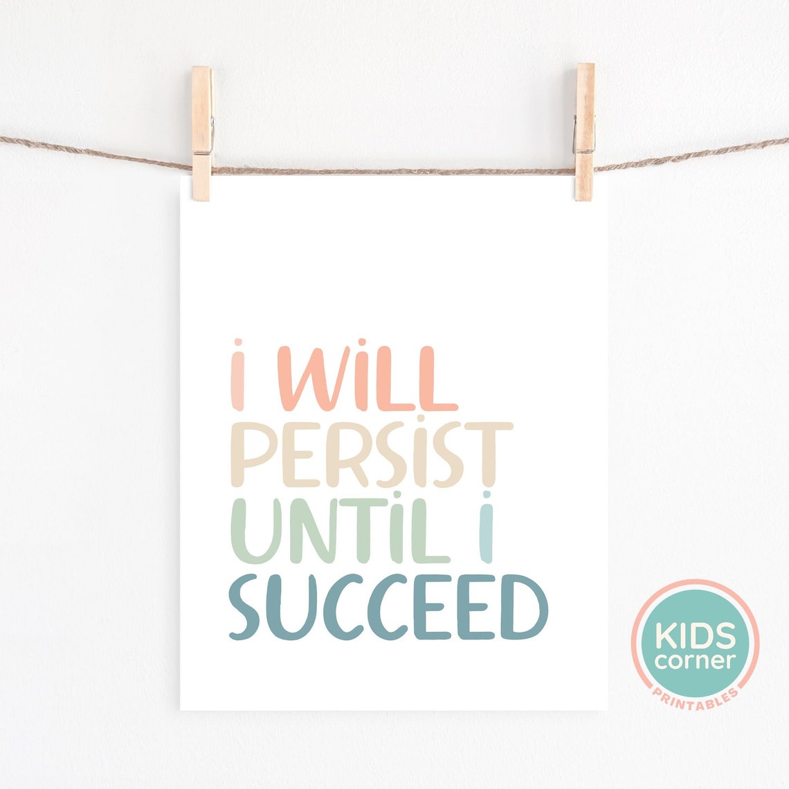 I Will Persist Until I Succeed Grit Mindset Motivational Quote Poster - Image 2