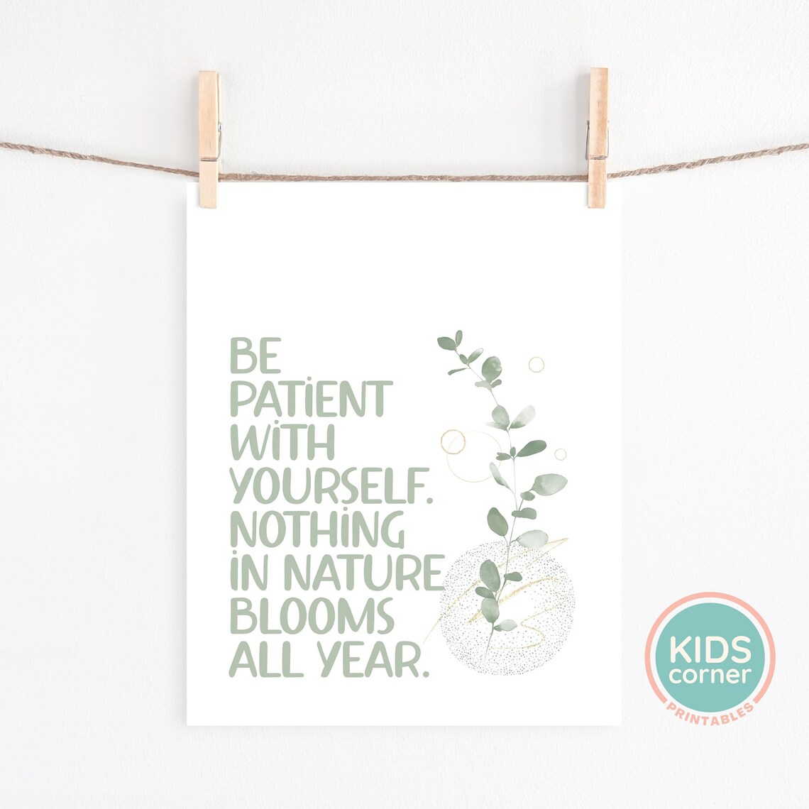 Be Patient With Yourself Floral Kids Room Art Print - Image 2