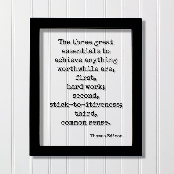 Thomas Edison Hard Work Quote Three Essentials Floating Poster