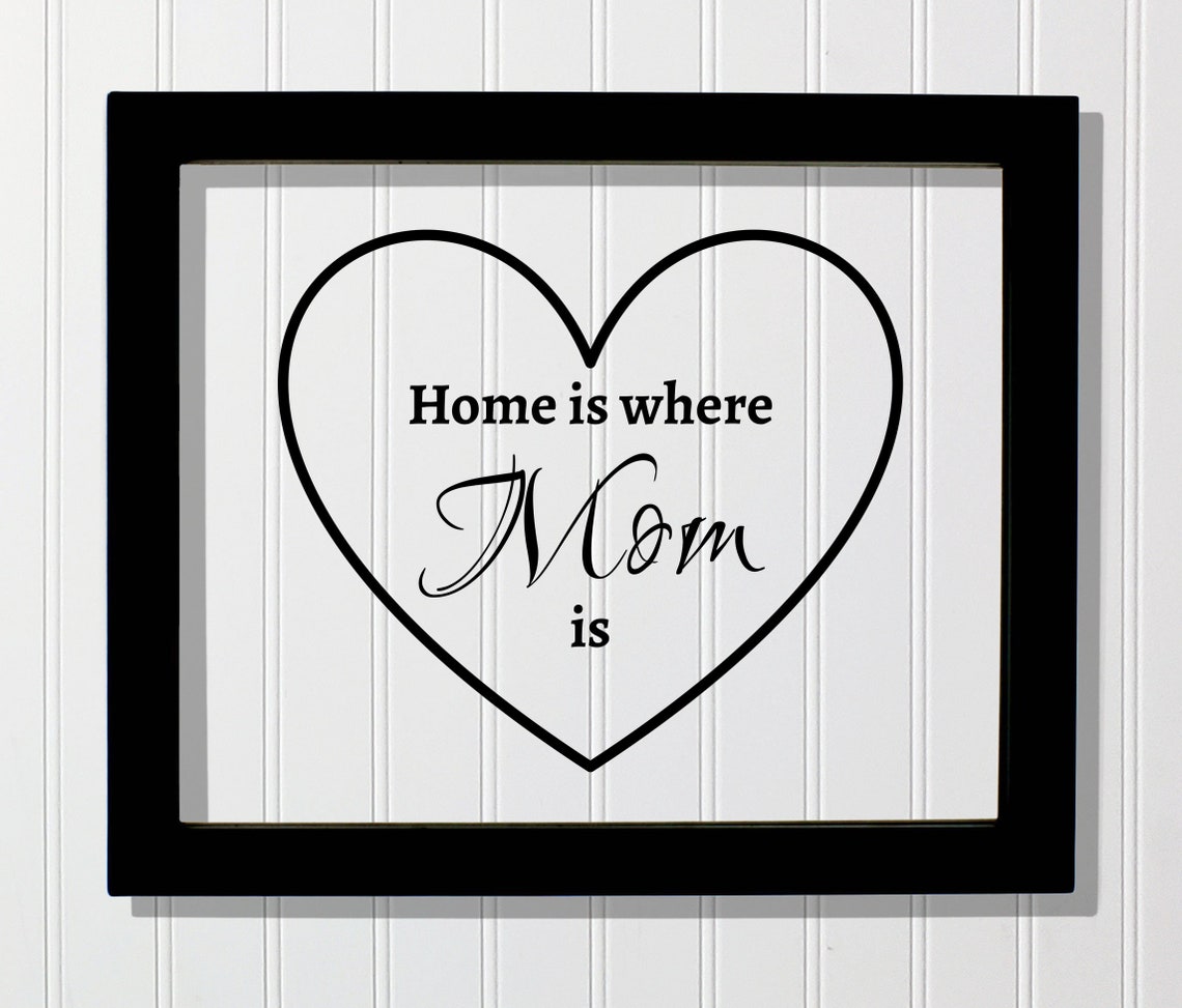 Home Is Where Mom Is Heart Quote Print Gift for Mothers on Mothers Day