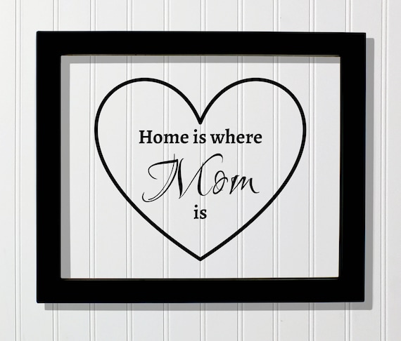 Home Is Where Mom Is Heart Quote Print Gift for Mothers on Mothers Day