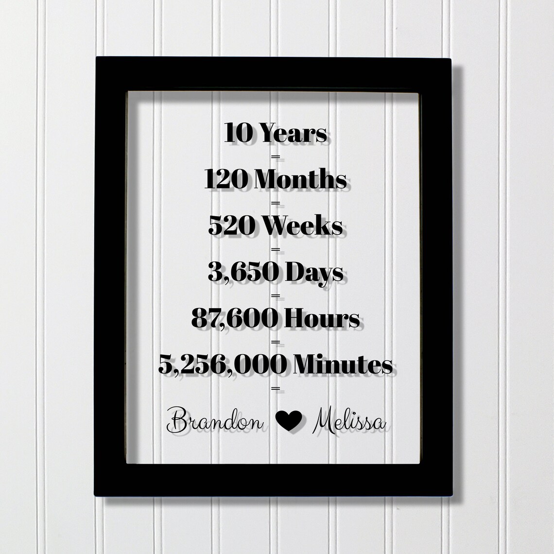 10 Year Anniversary Custom Names Gift Print