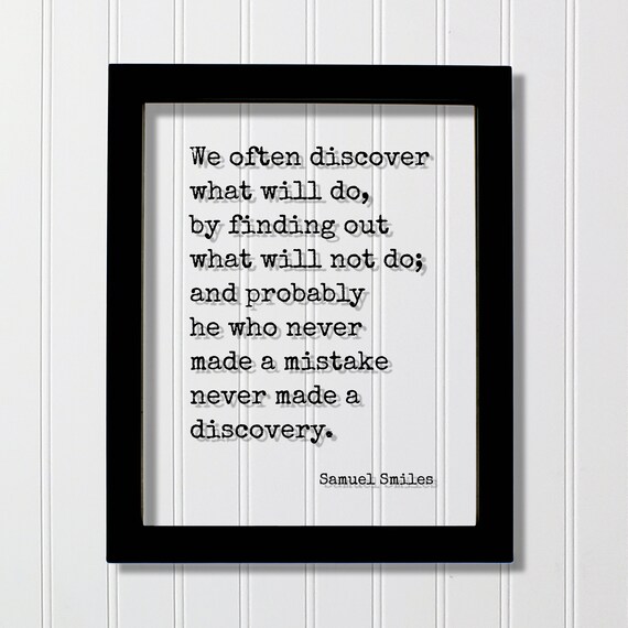Samuel Smiles Discovery Mistakes Motivational Quote Typography Poster
