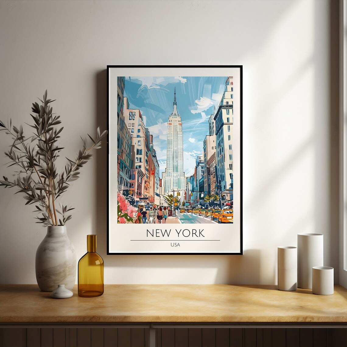 New York City Watercolour Style Travel Poster Print