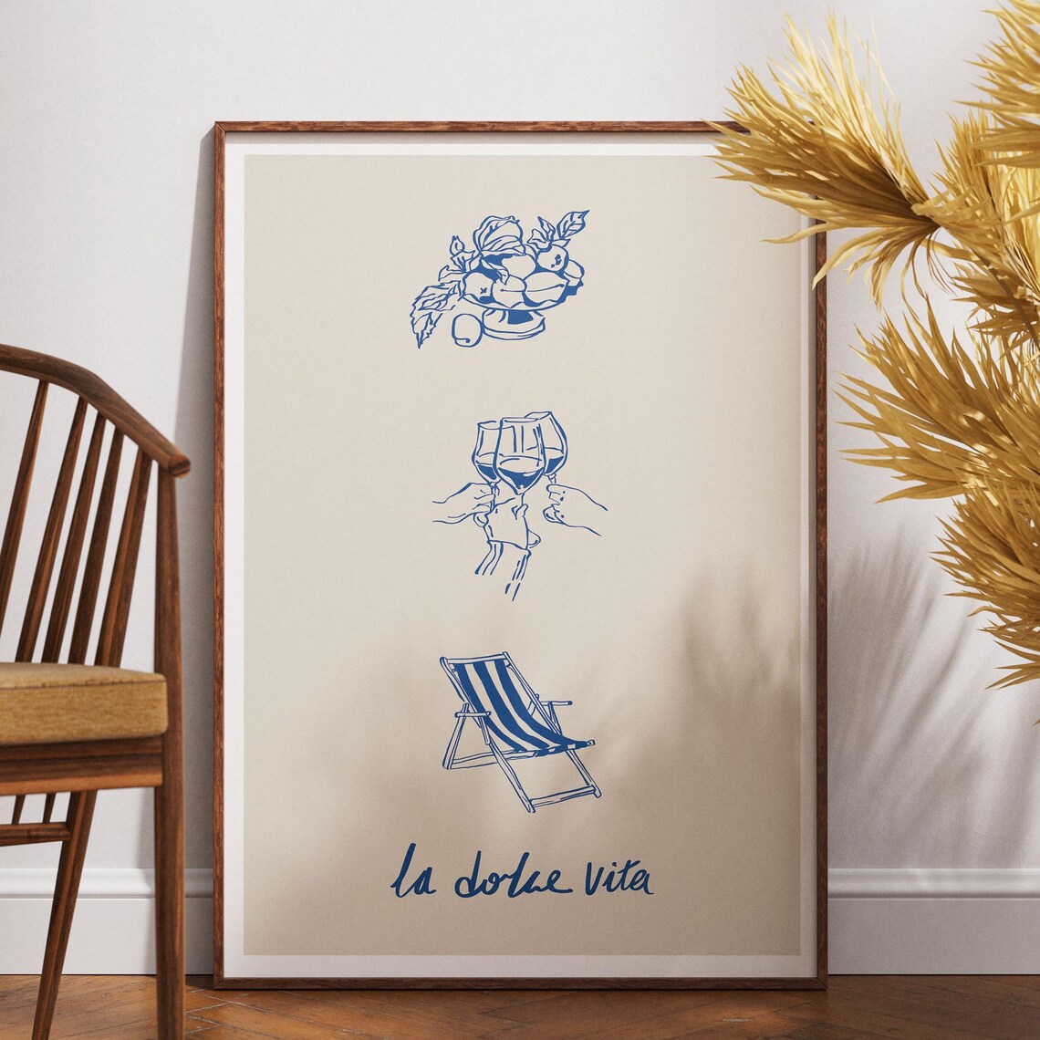 La Dolce Vita Blue Line Art Italian Coastal Lifestyle Poster