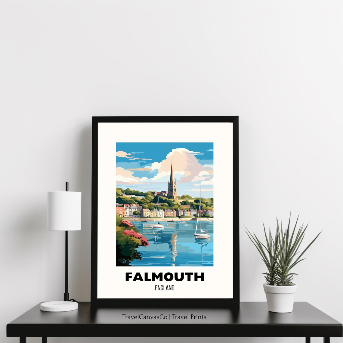 Falmouth Travel Print Wall Art Falmouth England Travel Poster Falmouth Cornwall Art Gift Falmouth Home Decor Artwork - Image 3