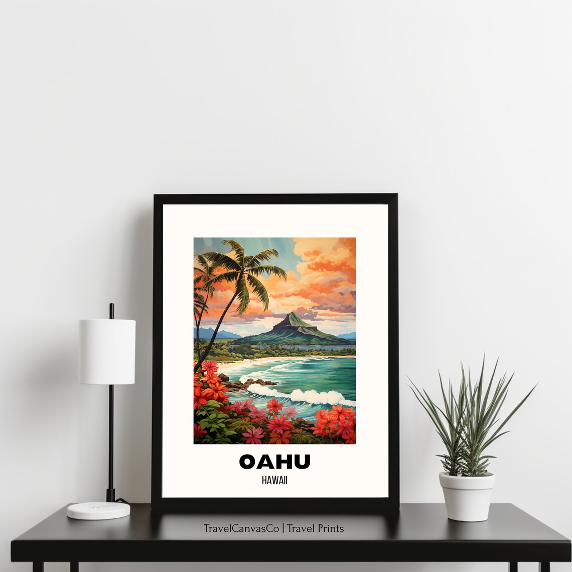 Oahu Hawaii Travel Poster, Tropical Wall Art - Image 3