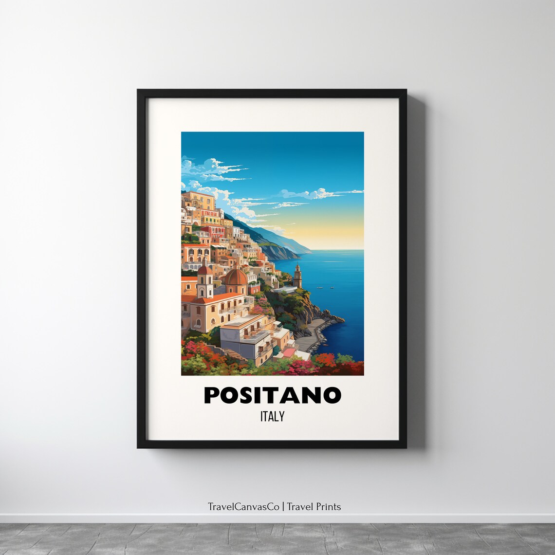 Positano Italy Amalfi Coast Colorful Cliffside Town Travel Poster