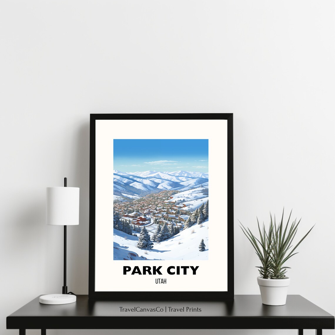 Park City Utah Snowy Ski Town Aerial View Vintage Travel Poster - Image 3