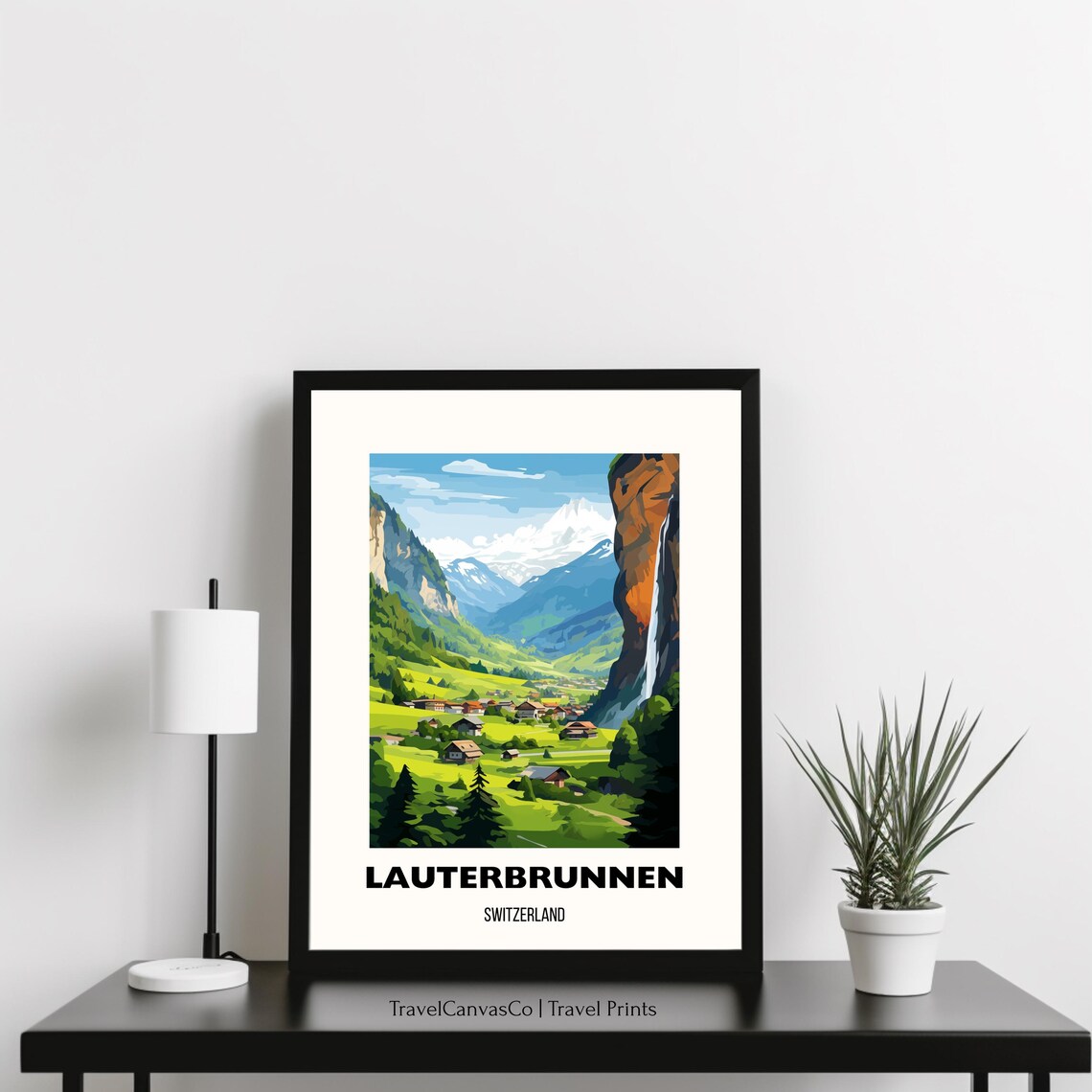 Lauterbrunnen Switzerland Alpine Valley Waterfall Travel Poster - Image 3