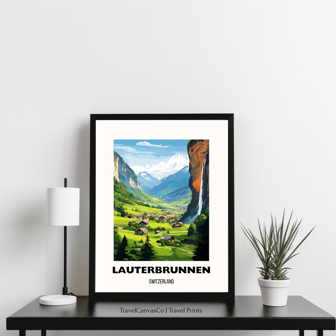 Lauterbrunnen Switzerland Travel Poster Print Wall Art Swiss Alps Art Switzerland Valley Print Lauterbrunnen Home Decor - Image 3