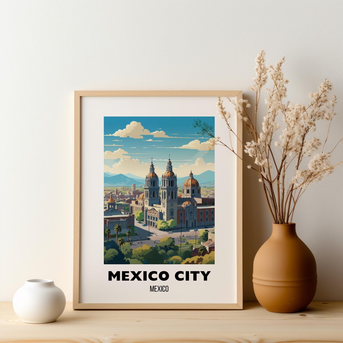 Mexico City Metropolitan Cathedral Vintage Travel Poster With Domes - Image 2