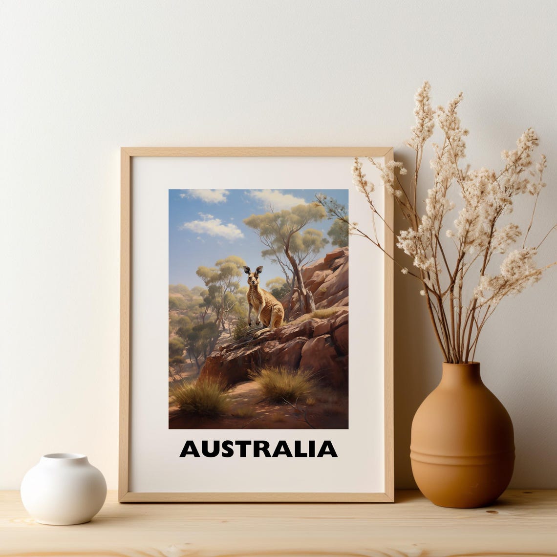 Australia Kangaroo Red Rock Outback Wildlife Nature Travel Poster - Image 2