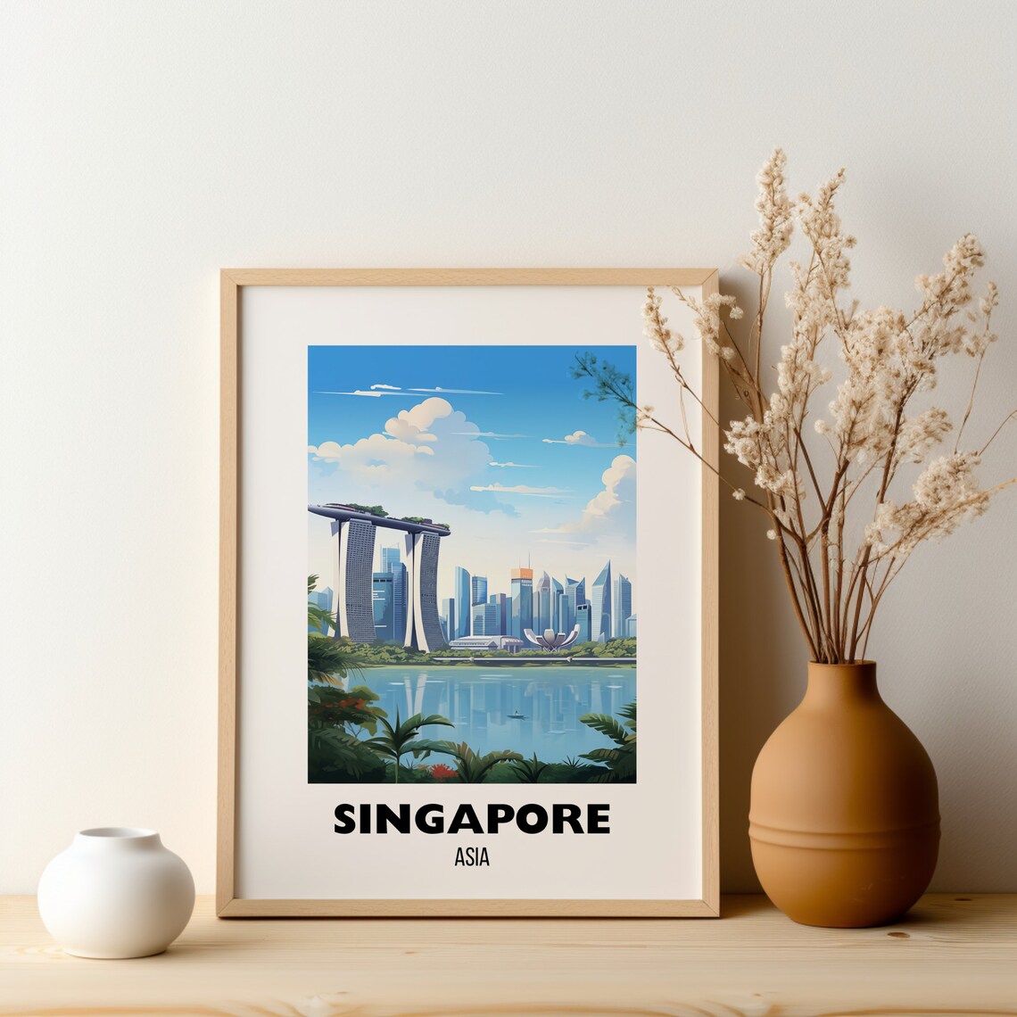 Singapore Asia Marina Bay Sands Skyline Waterfront Travel Poster - Image 2