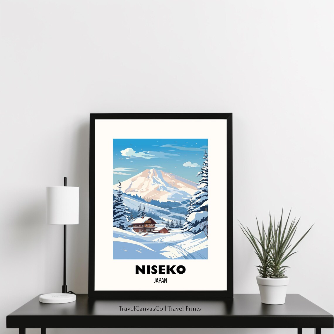 Niseko Japan Snowy Mountain Ski Chalet Vintage Travel Poster - Image 3
