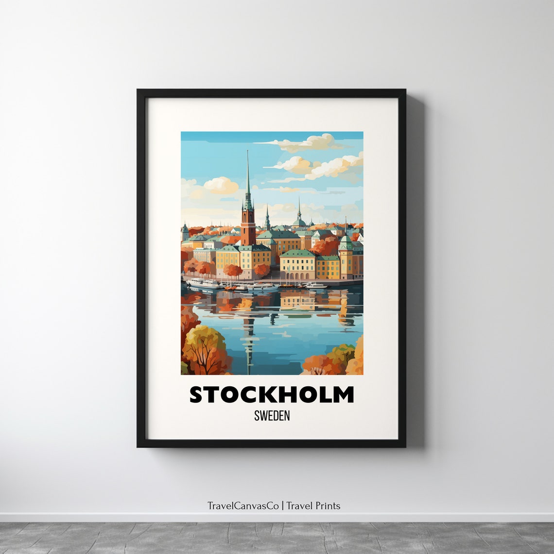 Stockholm Travel Poster Wall Art Retro City Poster Europe Travel Print Sweden Wall Art Stockholm Gift Stockholm Print