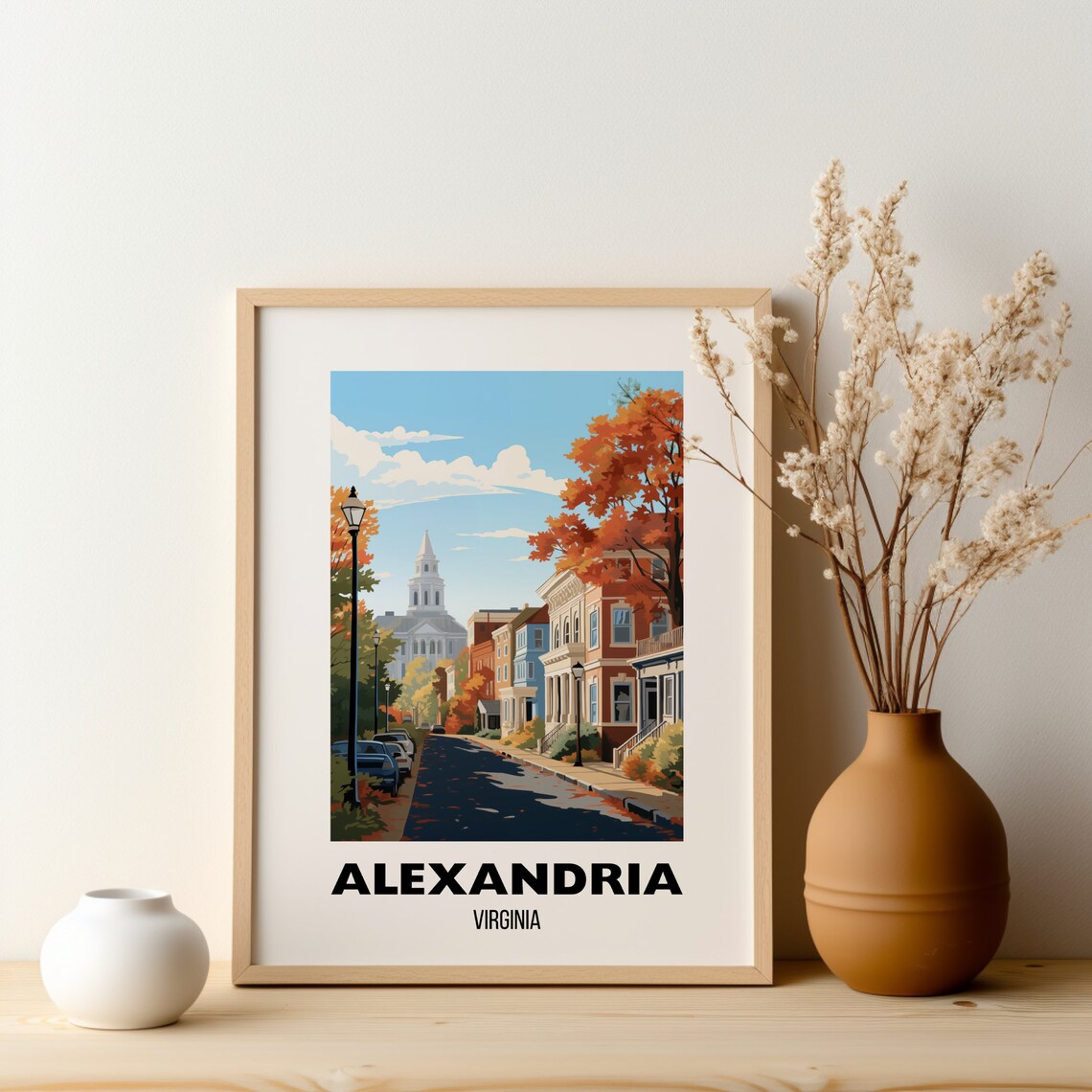 Alexandria Virginia Autumn Old Town Street Scene Travel Poster - Image 2