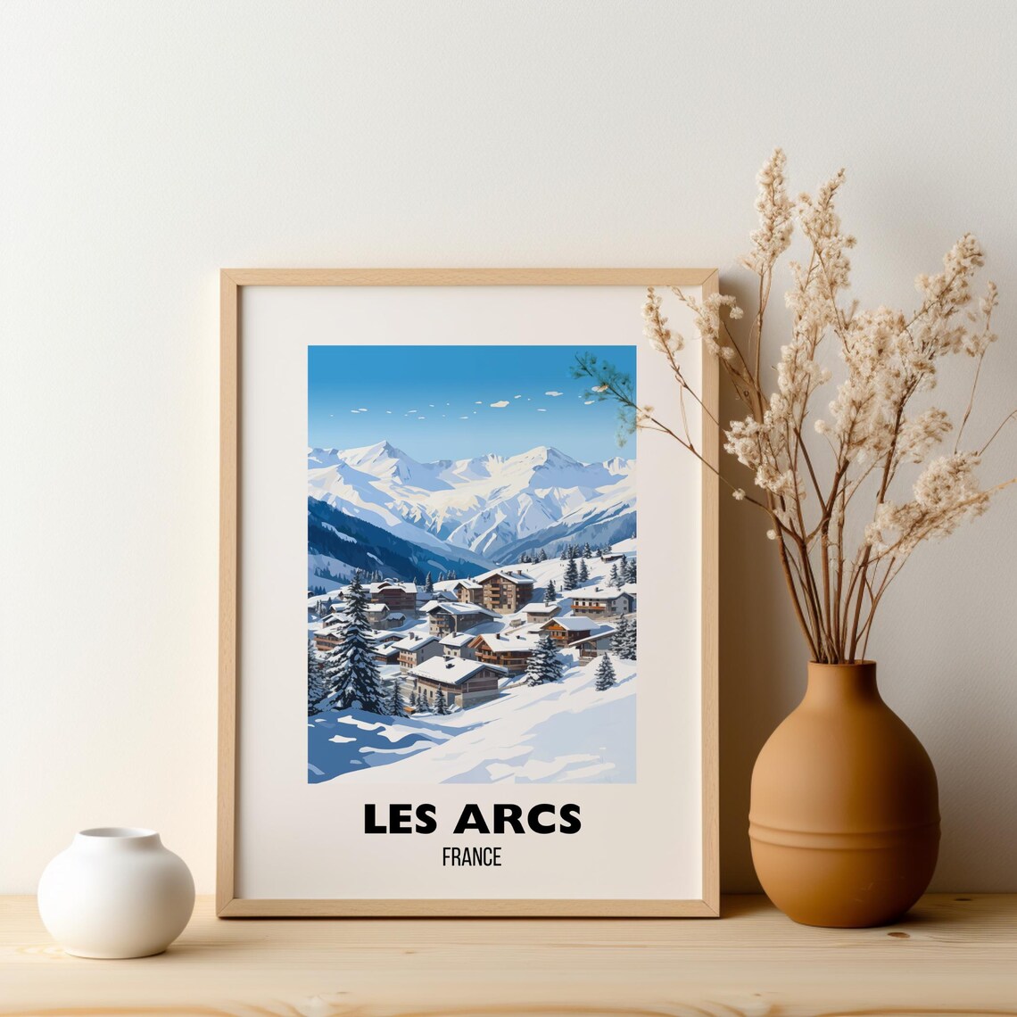 Les Arcs France Snowy Ski Resort Village Mountain Alps Travel Poster - Image 2