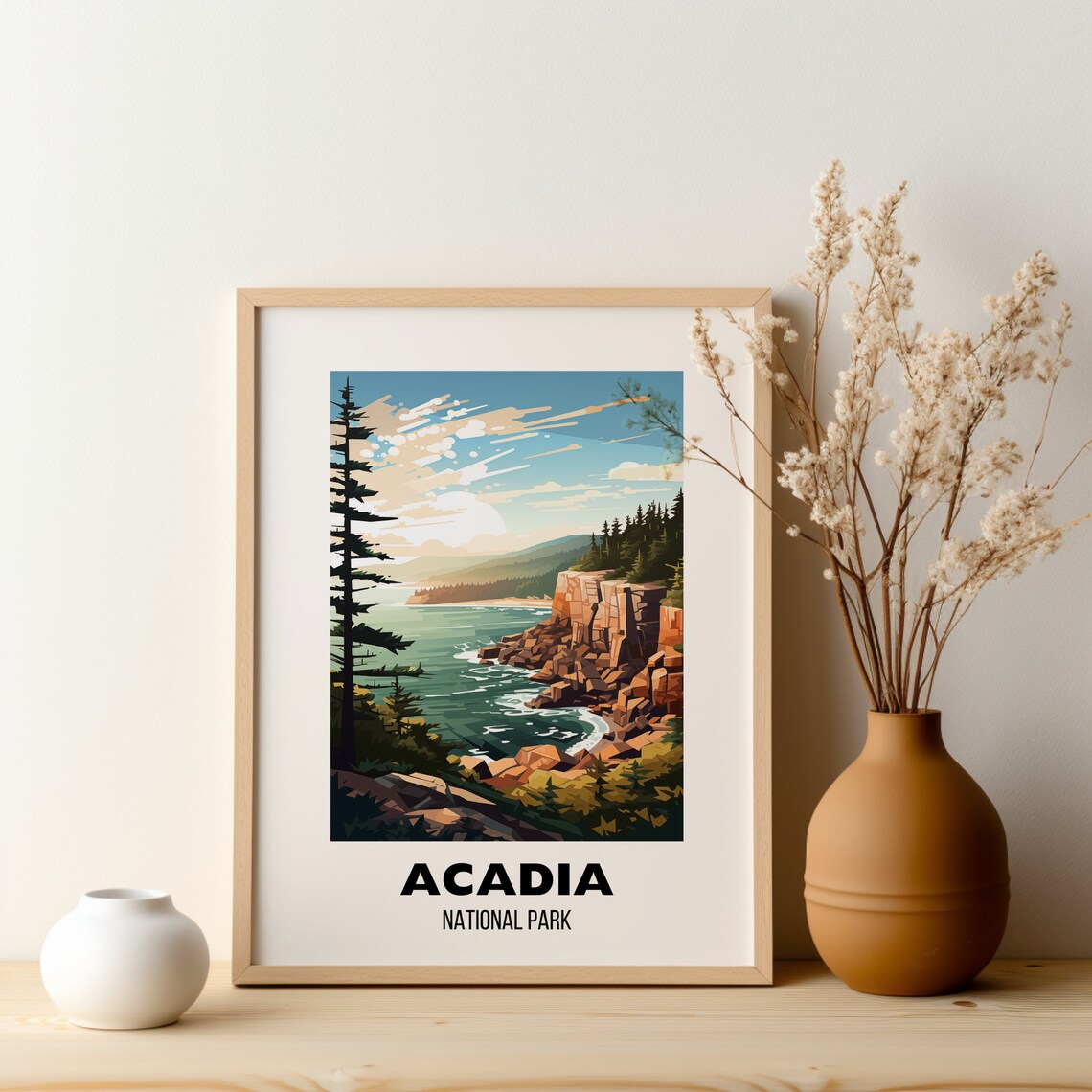 Acadia National Park Rocky Coastline Sunrise Maine Travel Poster - Image 2