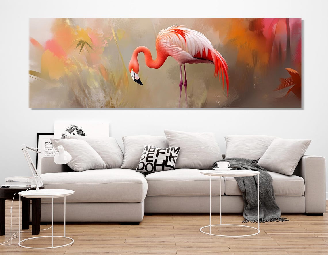 Pink Flamingo Soft Abstract Watercolor Warm Tones Wildlife Poster