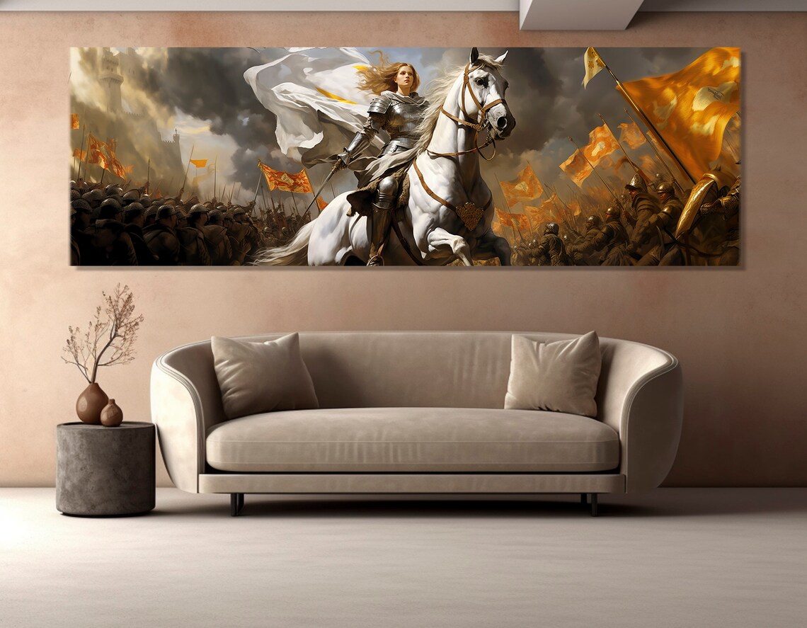 Joan of Arc On a Battle Horse, French Impressionist Art Print
