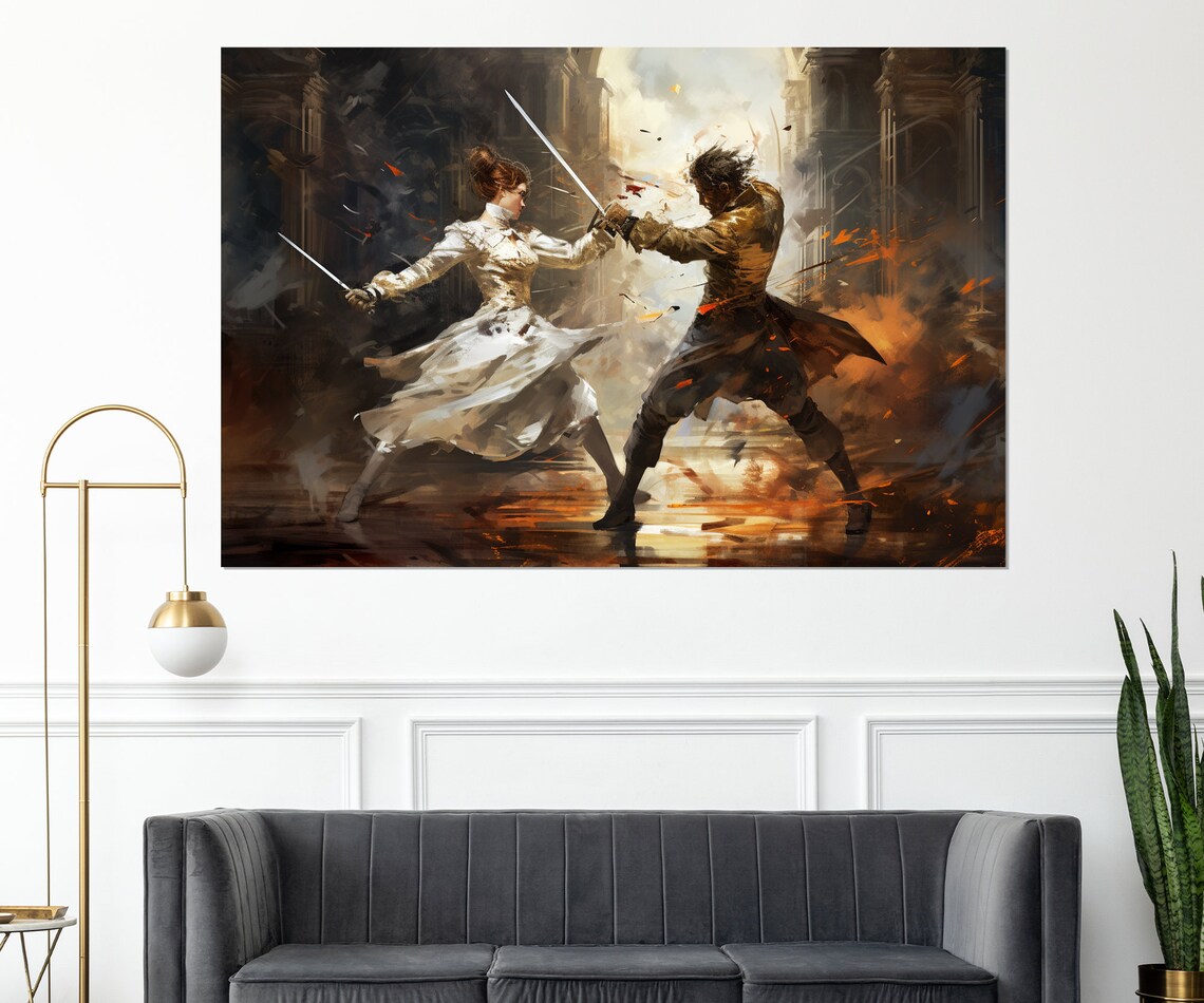 Vintage Fencing Abstract Art Print for Fencer Decor