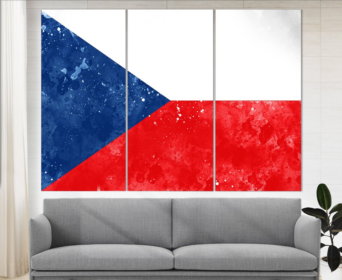 Czech Republic Flag Grunge Watercolor Blue Triangle Prague Poster - Image 4