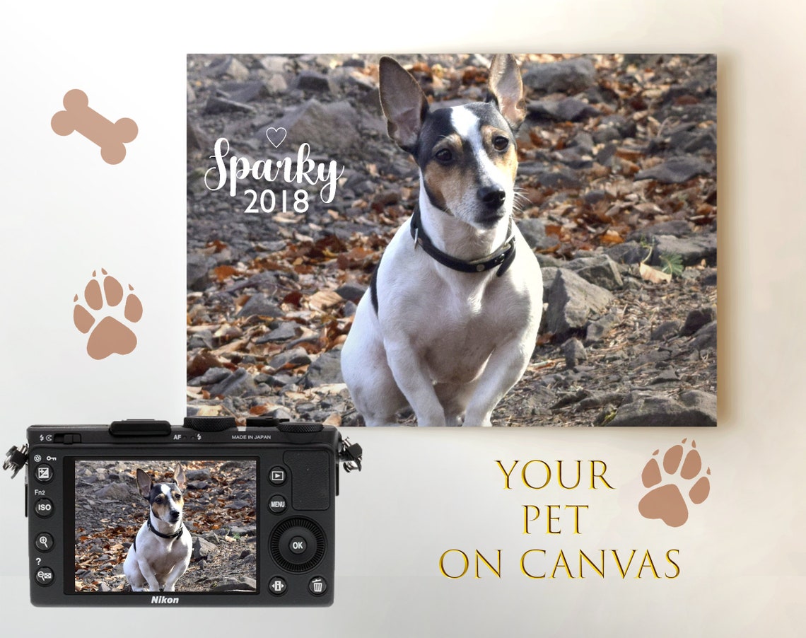 Custom Pet Portrait Canvas Personalized Dog Photo Gift Art Poster