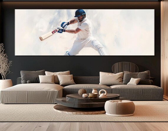Cricket Wall Art Impressionist Style Cricket Print Cricket Player Gift Cricket Fan Gift Cricket Painting Framed Ready To Hang