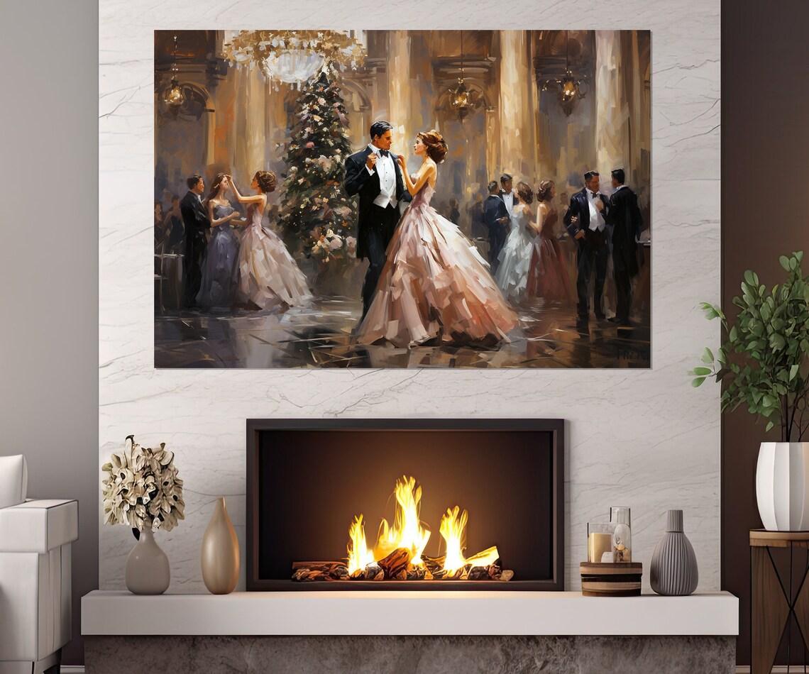 Vintage Ballroom Dancing Couple, Retro Wall Art Print