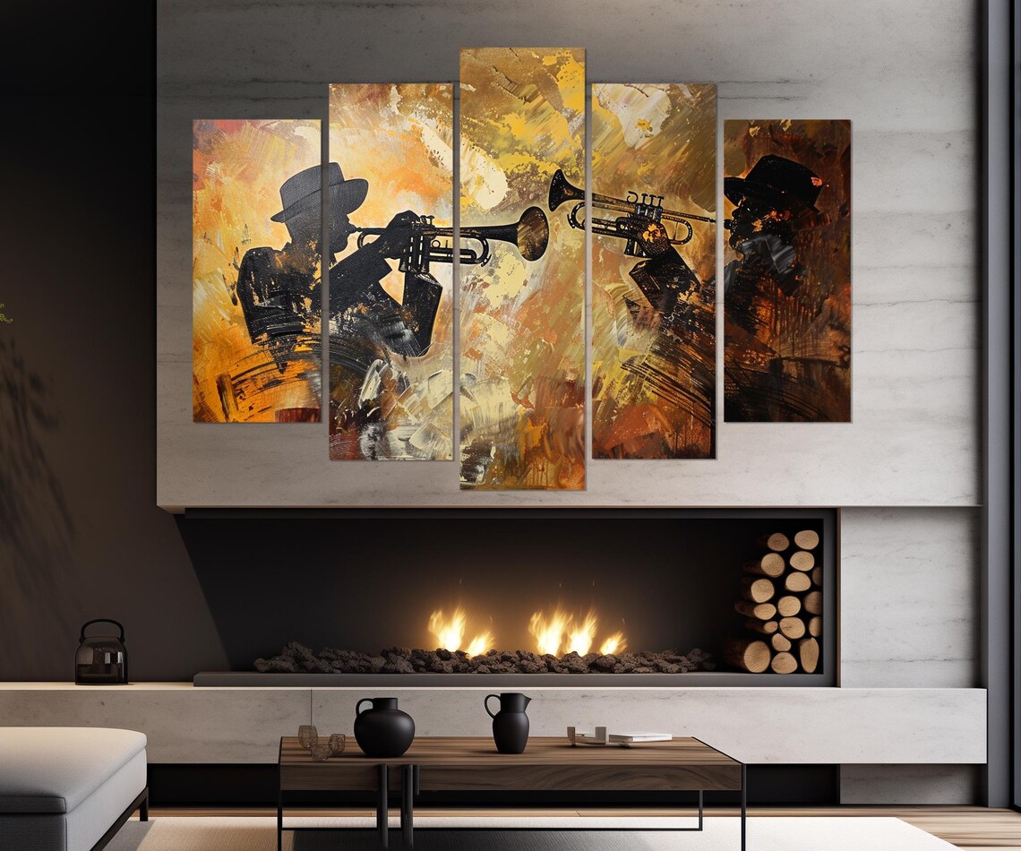Trumpeters Abstract Music Art Print, Jazz Wall Art - Image 4