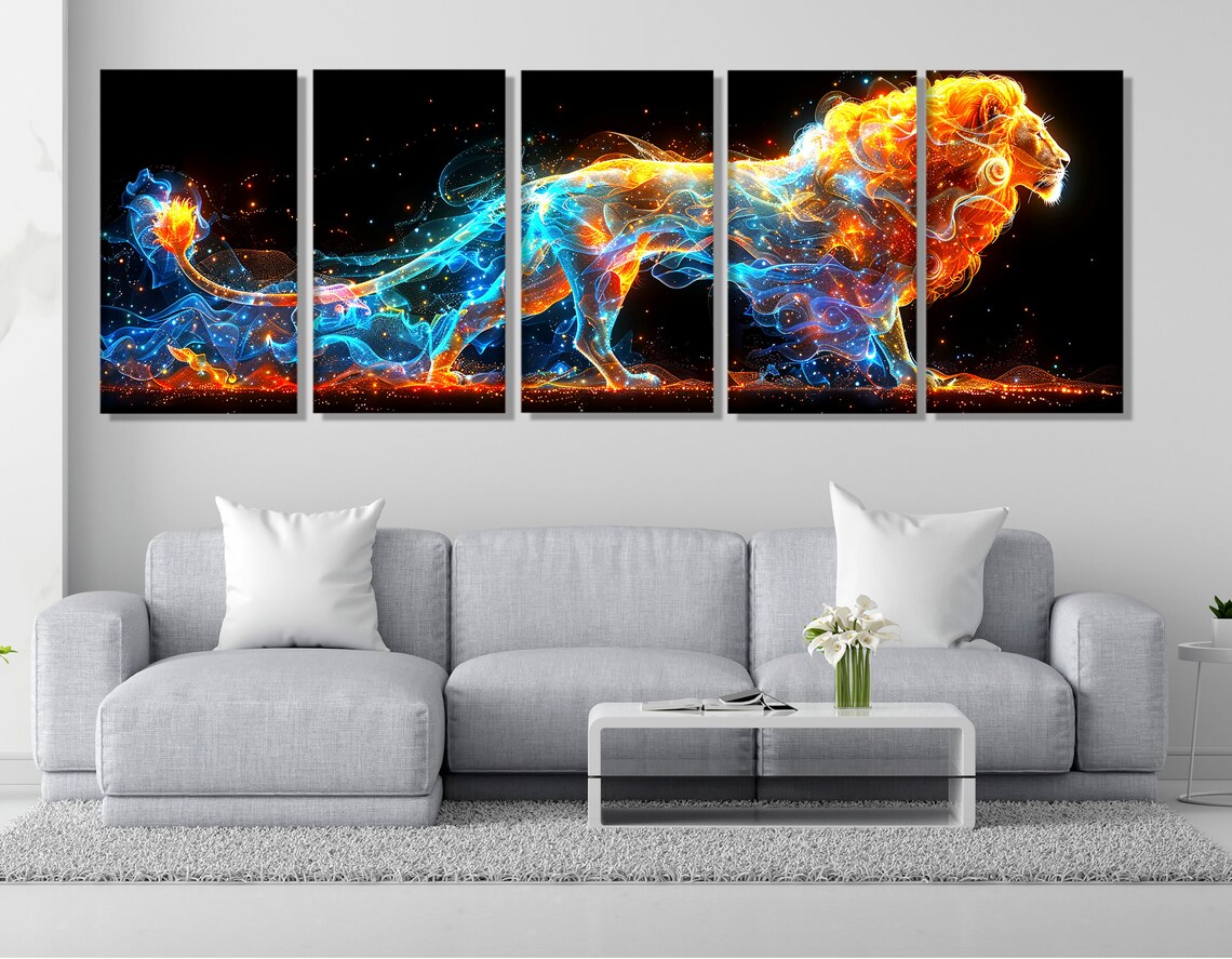 Abstract Lion Leo Zodiac Sign Wall Poster Print - Image 2
