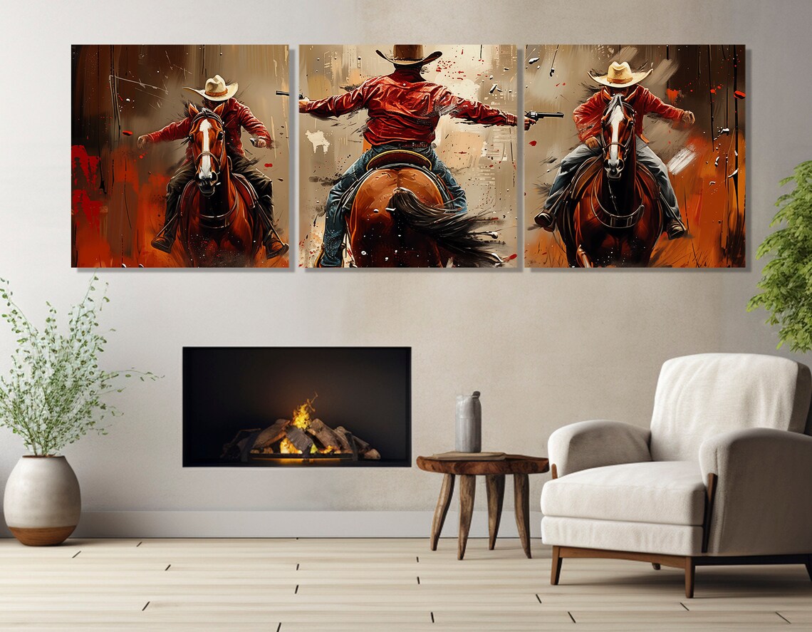 Wild West Cowboys Retro Style Wall Art Poster - Image 2