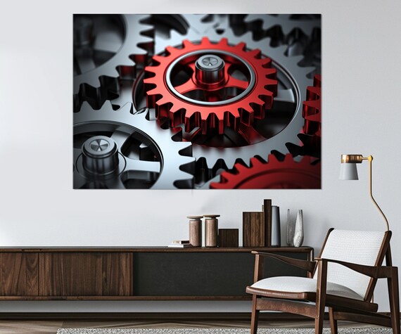 Abstract Gear Print Engineering Wall Art Mechanic Gift Watch Repairer Gift Engineer Gift Gear Poster Framed And Ready To Hang